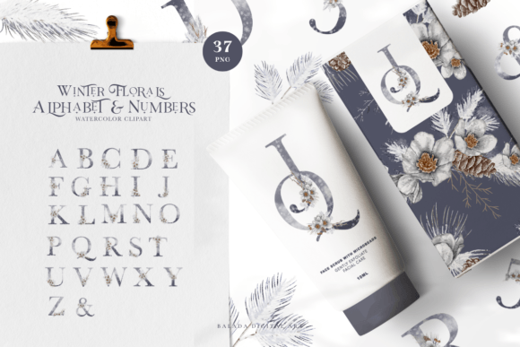A Guide to Winter Floral Alphabet Numbers PNG