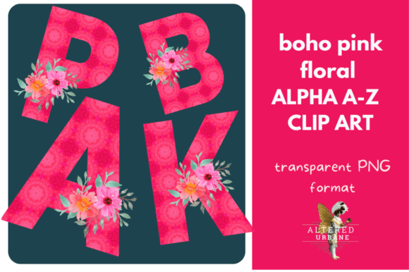 Boho Pink Floral A-Z Clip Art Set: A Creator's Toolkit