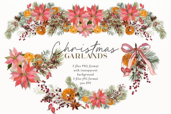 Christmas Floral Borders in Oil Painting Art
