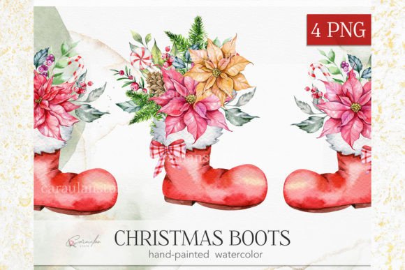 Christmas Floral Compositions in Watercolor Style