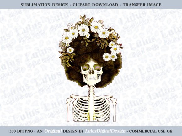 Exploring Floral Afro Skeleton Clipart