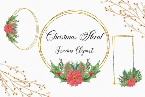 The Artful World of Christmas Floral Frame Clipart