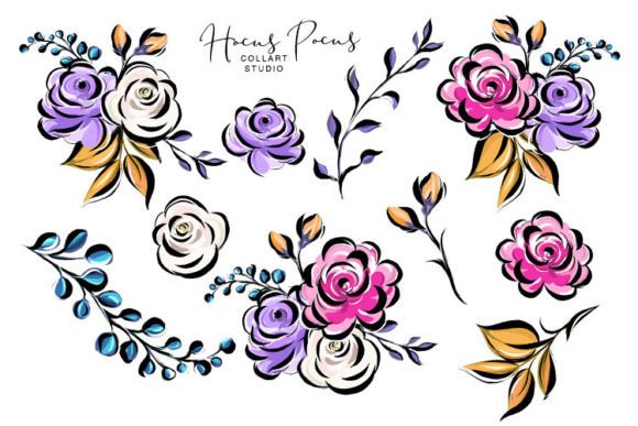The Artisan's Edge: Elevating Your Projects with Hand-Drawn Floral Clip Art & Roses Illustrations