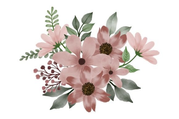 The Set Dusty Pink Watercolor Floral Frame: Versatile Art for Creative Projects