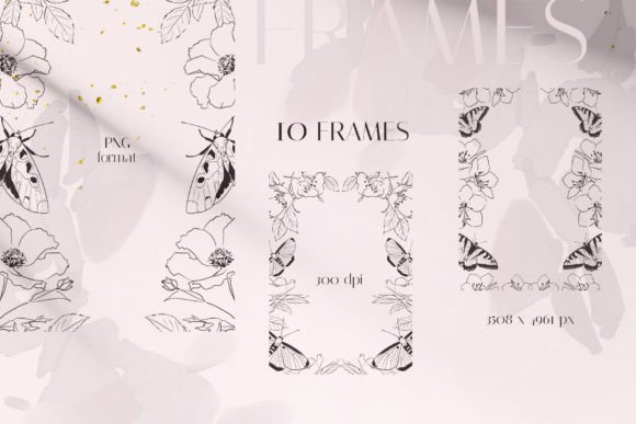 Transform Your Creative Projects with Floral Frames with Moths and Butterflies