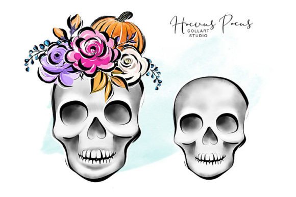 Unique Hand Drawn Sugar Skull and Floral Skull Art for Halloween and Beyond