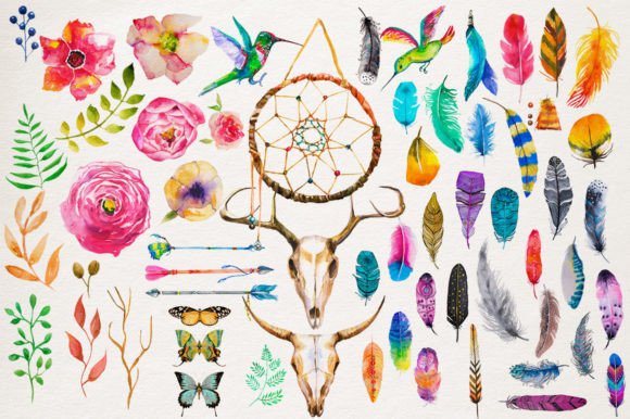 Unlocking Creative Freedom: The Boho Floral Watercolor Collection & DIY Feather Set