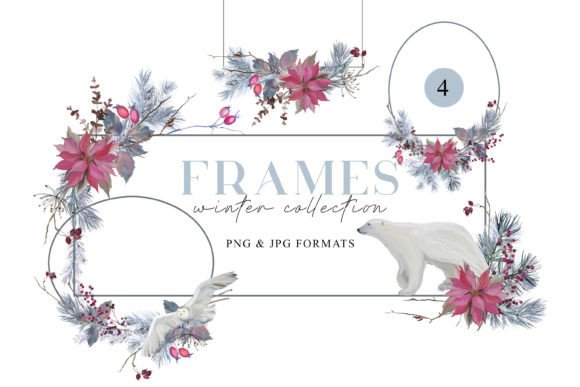 Winter Floral Frames: Elegant Oil Painting Art for Your Holiday Projects