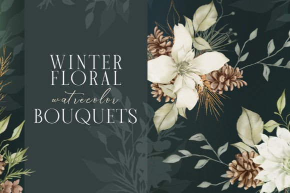 Winter Floral Watercolor Bouquets for Creative Projects